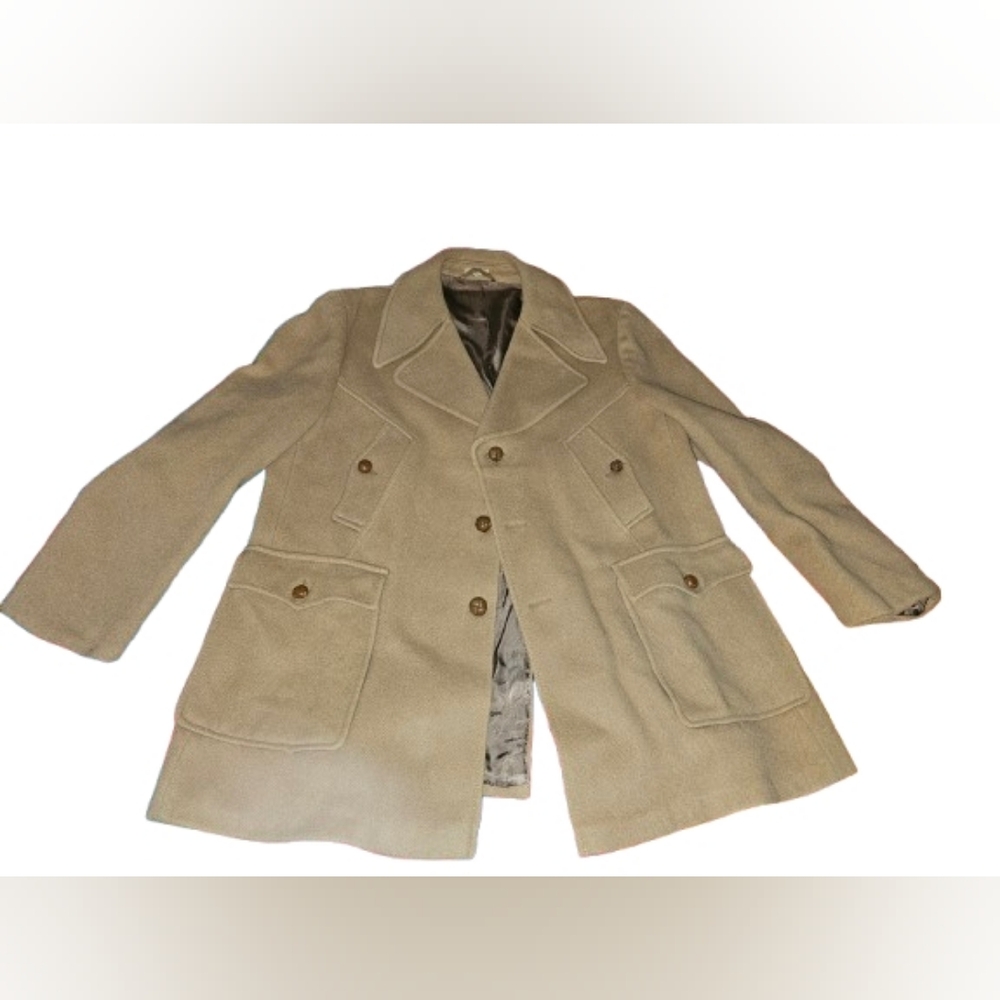 Rare Vintage Yugoslavian Men's Cream Wool Coat 50